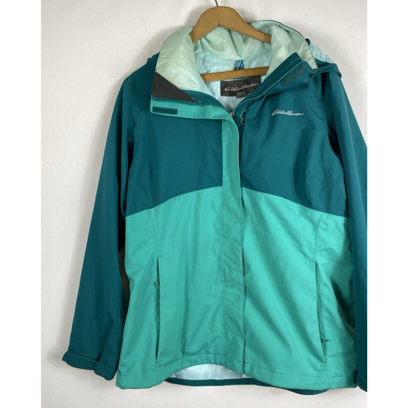 Eddie Bauer Jacket Weatheredge Plus Womens Size Large Full Zip Hooded Green - Picture 2 of 14